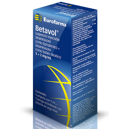 Betavol (Betametasona Dipropionato) inyectable: ampolla 5 + 2 mg/mL
