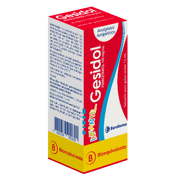 Gesidol Infantil 100 mg. / 5 mL. (Paracetamol) en gotas bioequivalente
